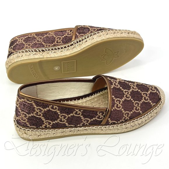 ⚡️SOLD! NEW GUCCI Heritage GG Monogram Brown Metallic Espadrilles Size EU 38 - Picture 10 of 12